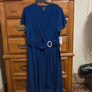 R&M Richards Royal Blue Midi Dress with Elegant Waist Detail